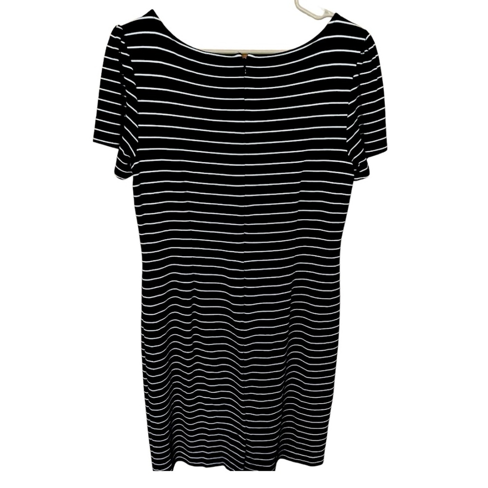 Ann Taylor stretchy & chic Black White Striped Dress Short Sleeves Size 6. - Picture 4 of 5